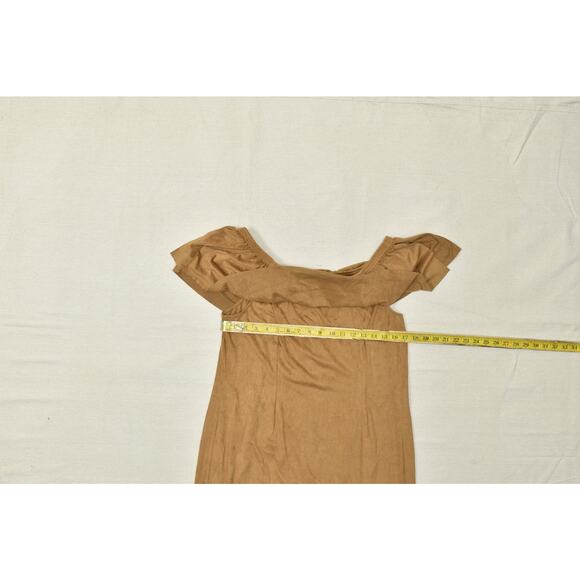 Chico's Women's Brown Suede Off Shoulder Dress Plus Size 2.5 Polyester NWT - Picture 3 of 8